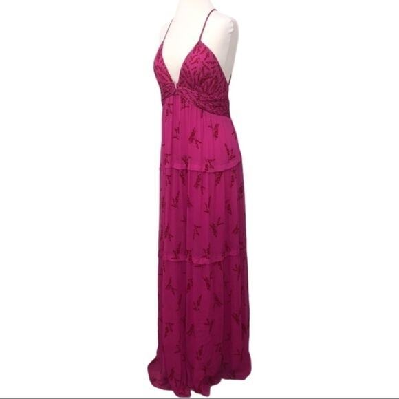 Ba&sh Masha Chiffon Printed Maxi Dress Pink Large - Picture 6 of 16
